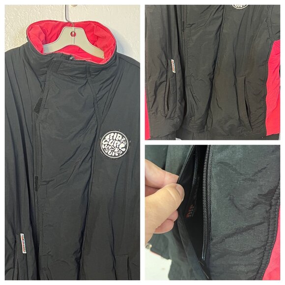 VTG Rip Curl Adventure Sportswear Jacket XL - Black & Pink Reversible Zip Pocket - Picture 3 of 16